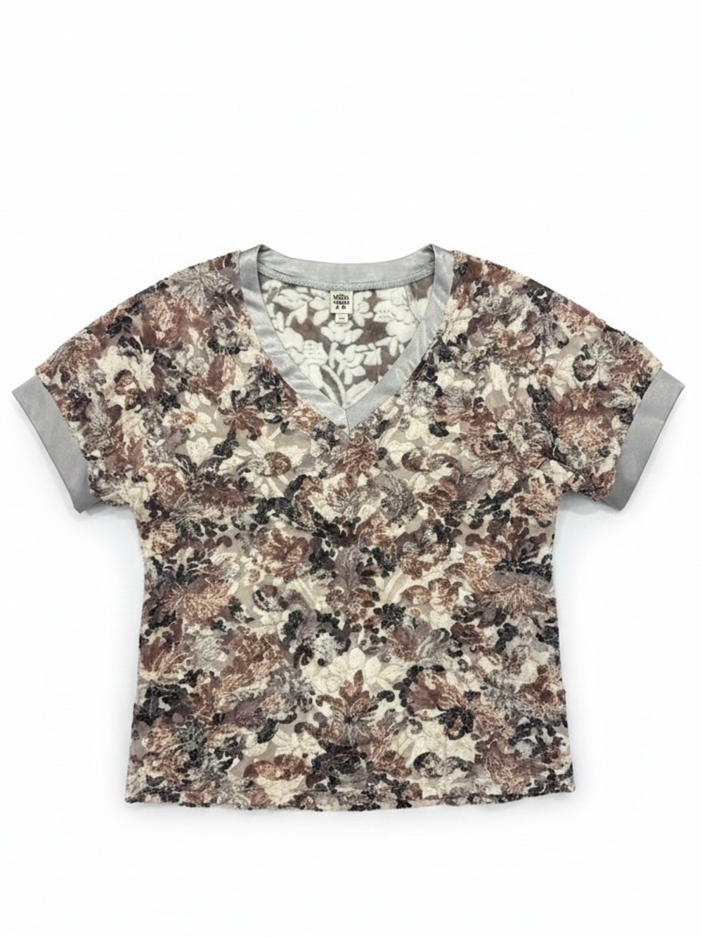 IVY JANE Ombre Burn Out Short Sleeve V-Neck Top S/M